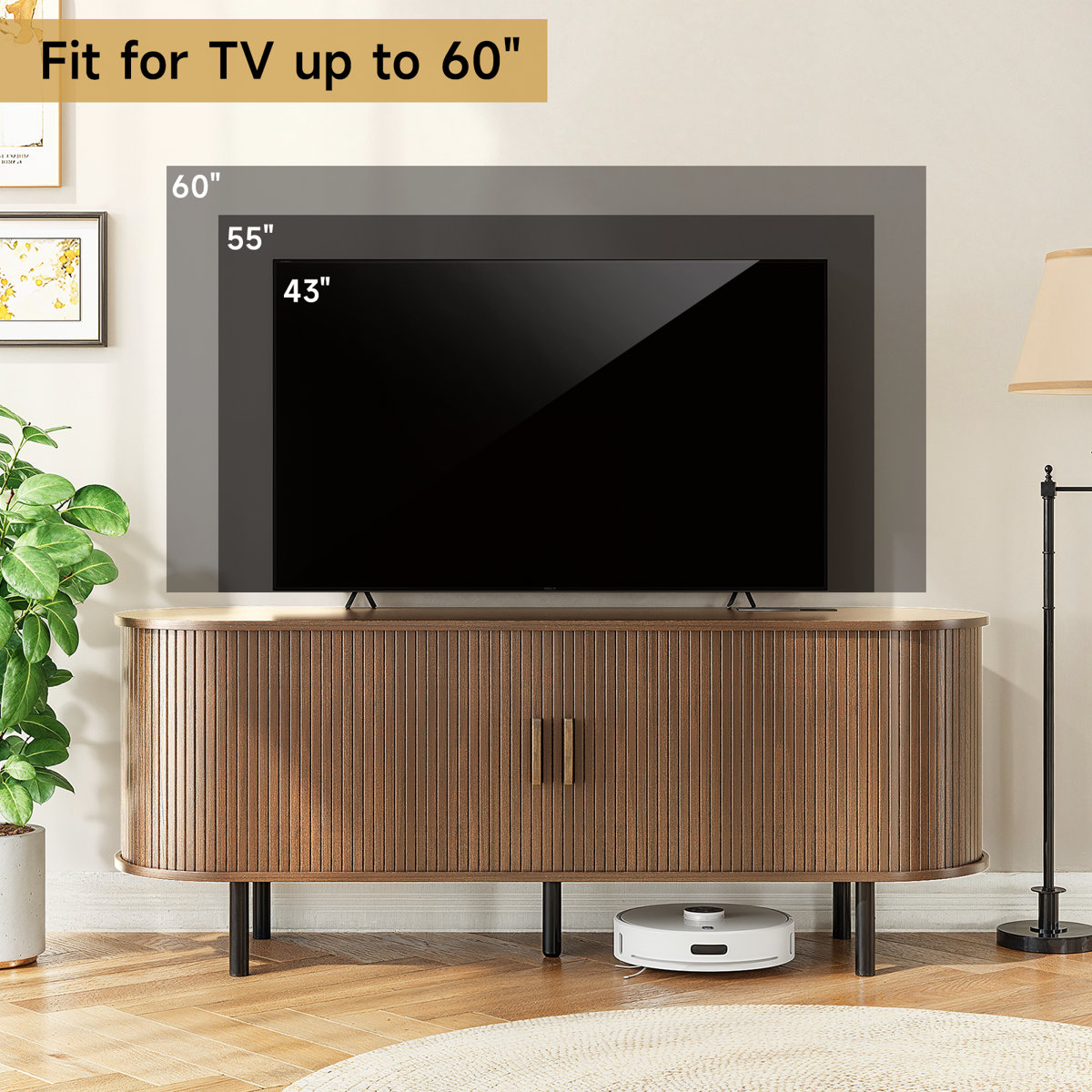 Jalonda Modern Wood TV Stand with Storage and Shelves to Fit TVs
